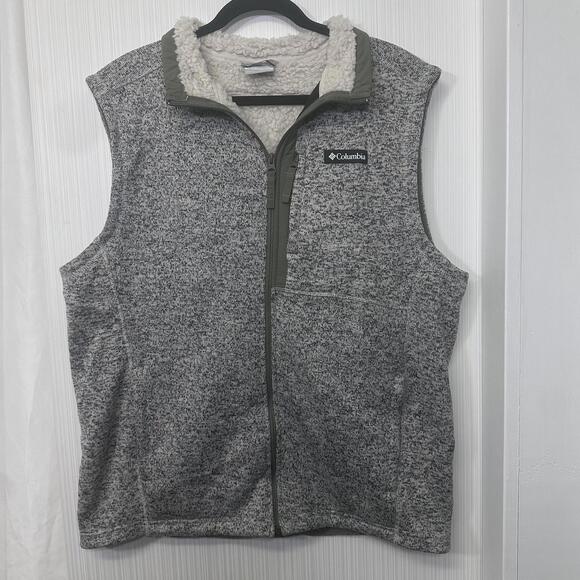 Columbia Men’s Grey Green Sweater Weather Fleece Vest Size L - Picture 1 of 11